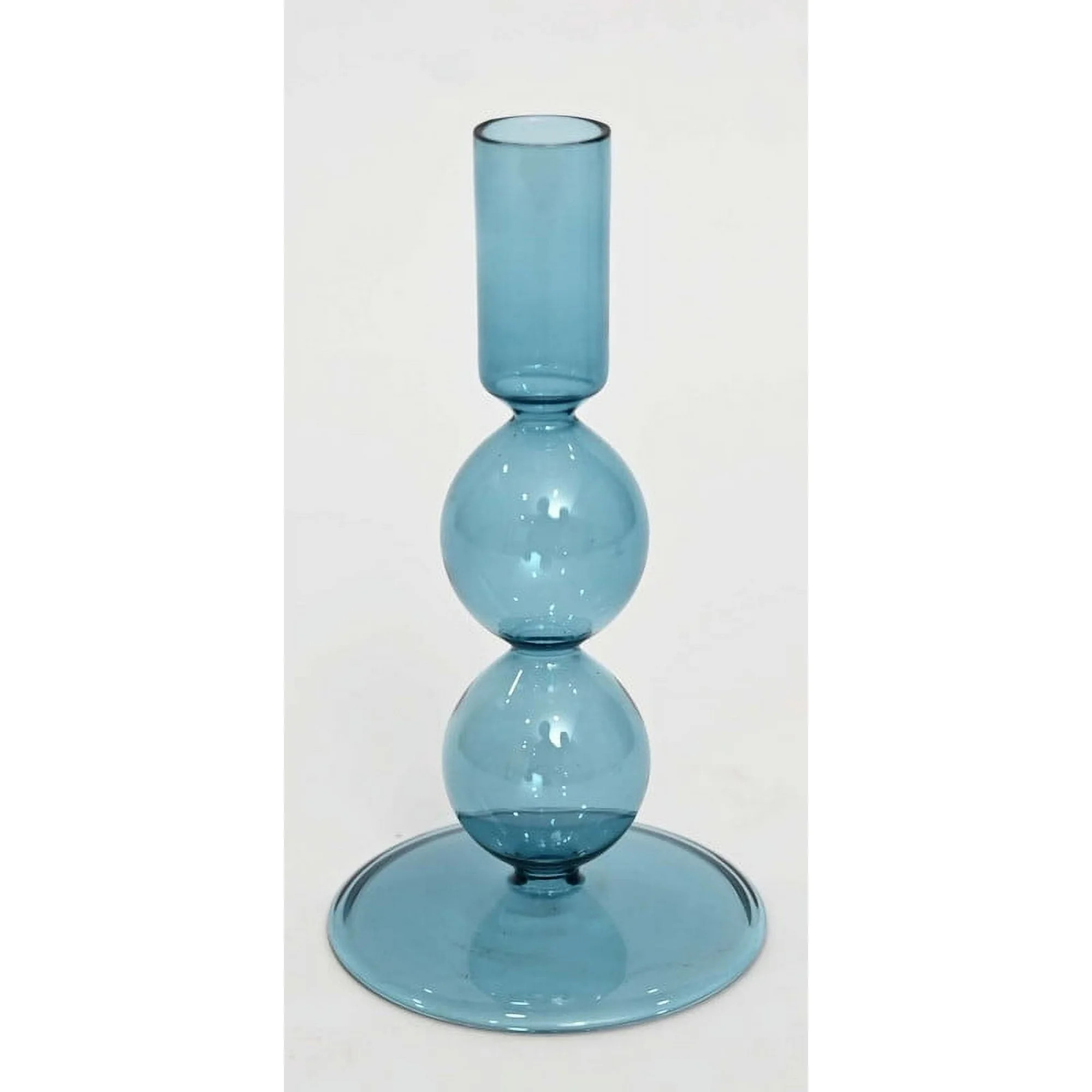Small Blue Glass Christmas Taper Candle Holder, 6.75", by Holiday Time | Walmart (US)