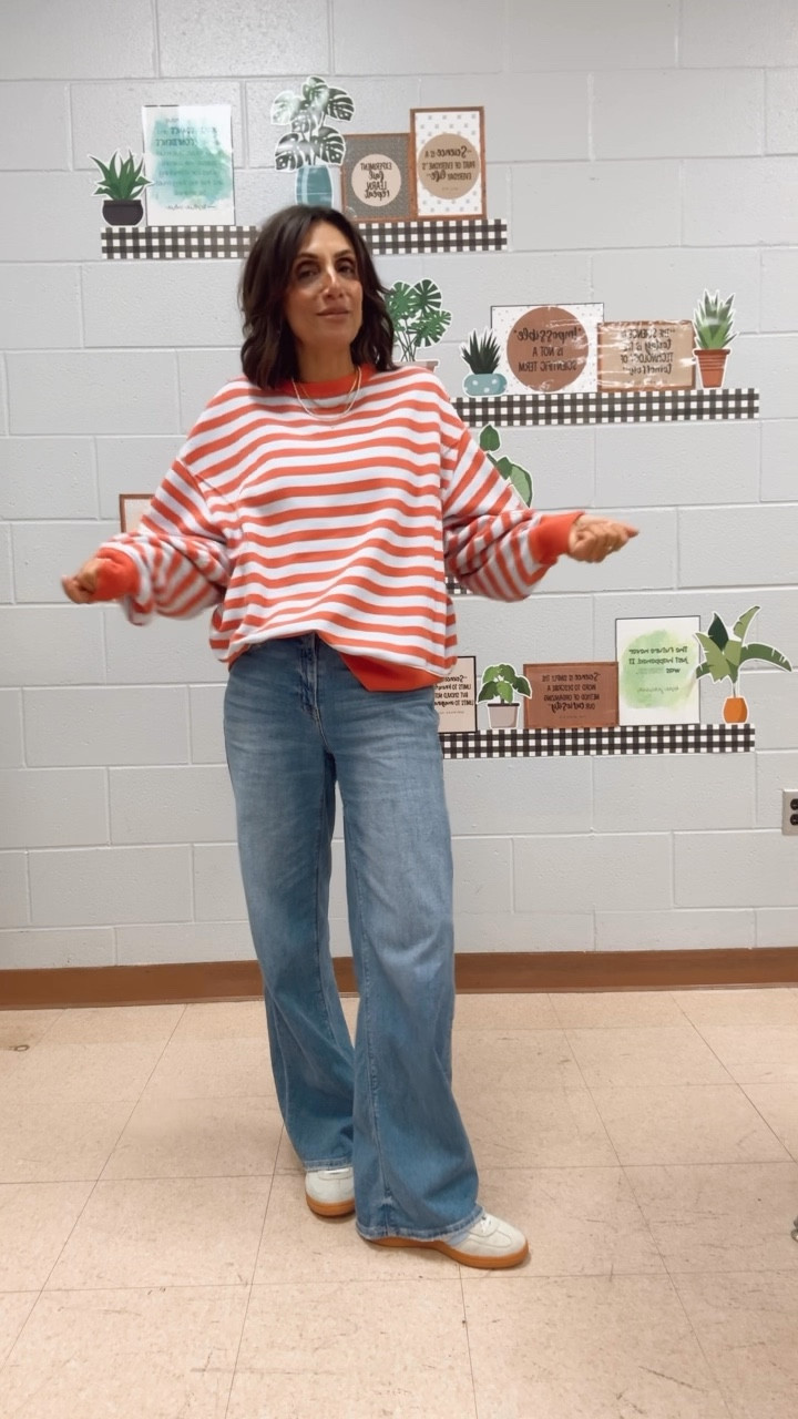 Teacher outfit jeans day 
AE dreamy drapey wide leg size 0 
Size down in jeans 

#LTKOver40 #LTKvlog #LTKWorkwear