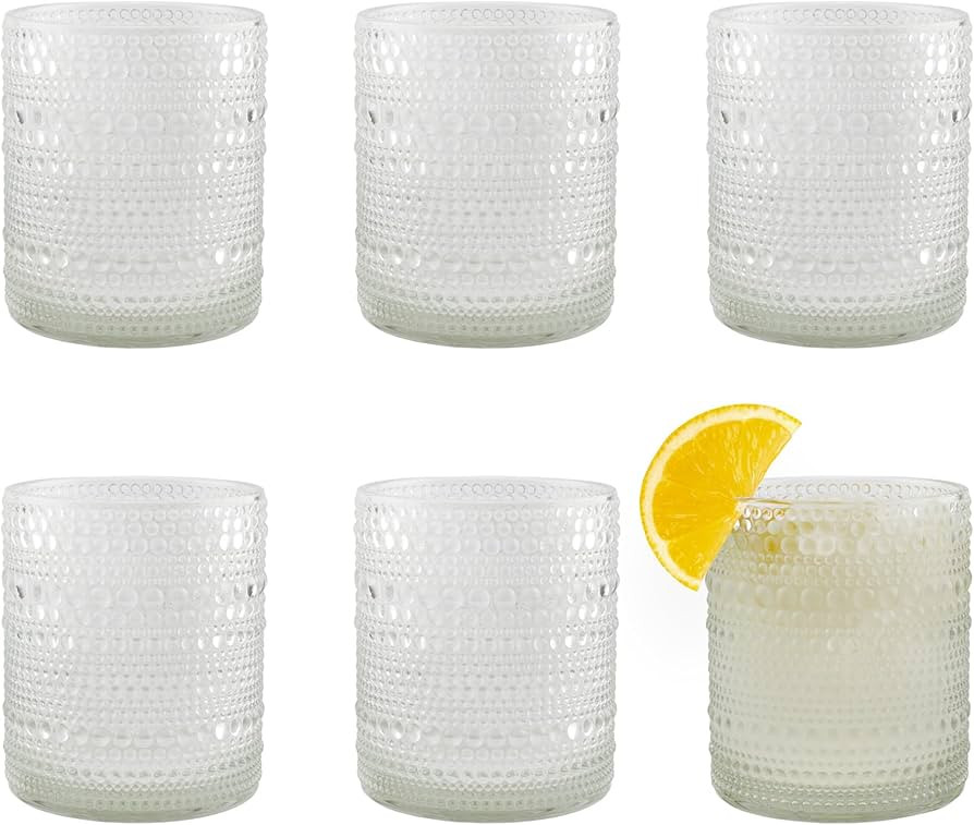 Darware Hobnail Drinking Glasses (12oz, 6pk, Clear); Old-Fashioned Beverage Glasses for Tabletop,... | Amazon (US)