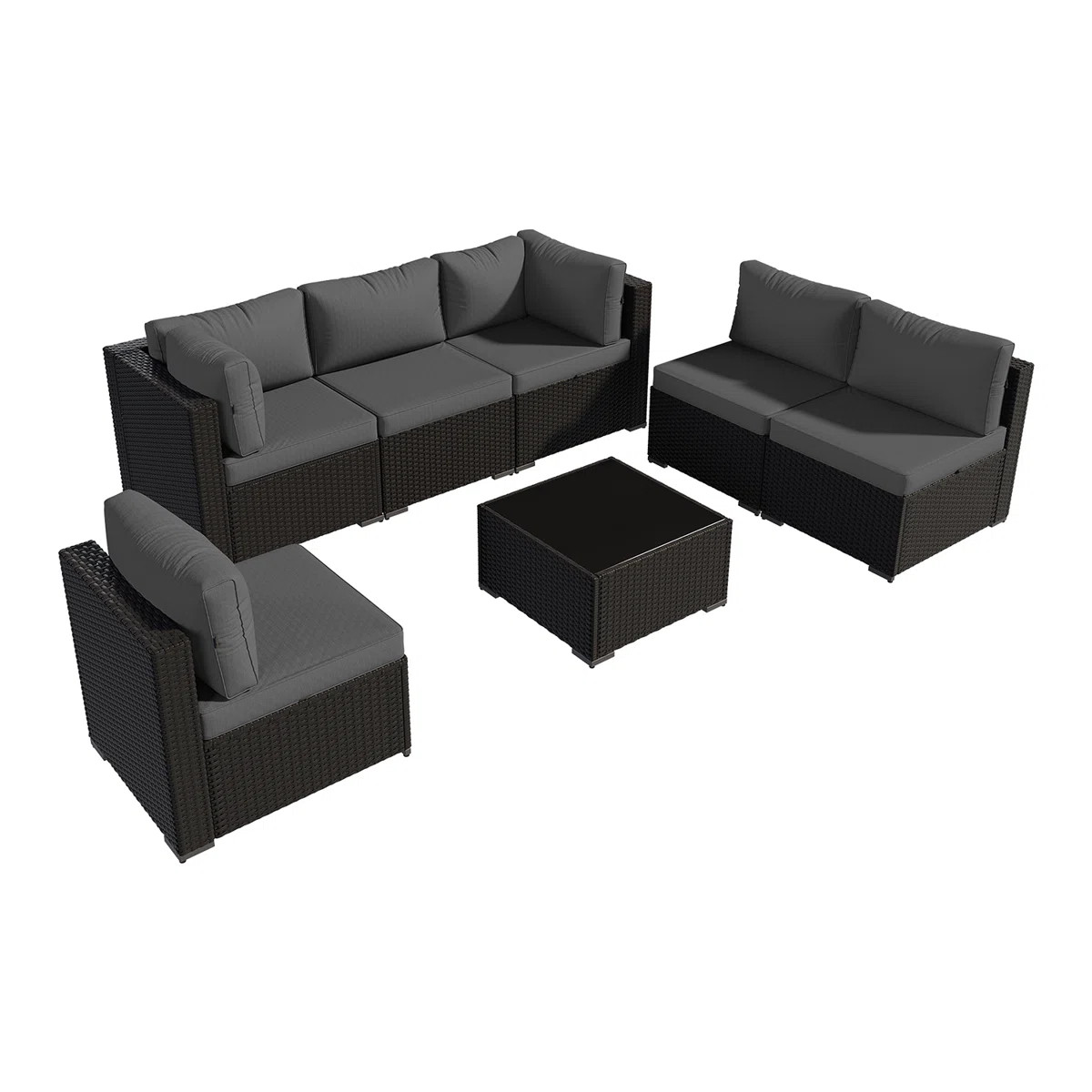 7-pieces Outdoor Rattan Wicker Sectional Seating Group With Cushions | Wayfair North America