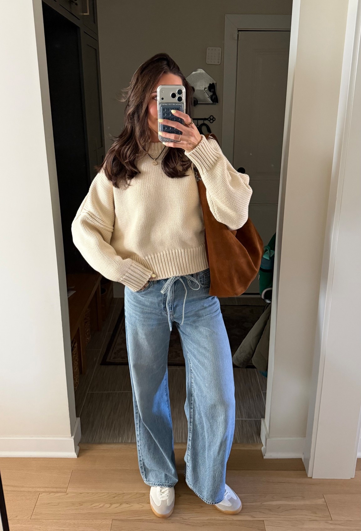 Yesterday’s ootd ☁️
Sweater is one-sized
Jeans: tts (26R) 
Sneakers: tts

#LTKSeasonal #LTKmomlife #LTKootd