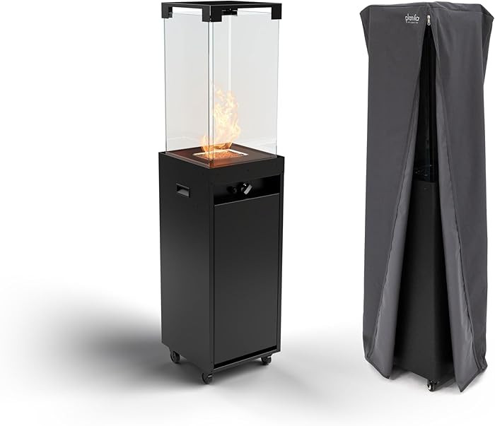Planika Faro 41,000 BTU Propane Patio Heater 59" Modern Freestanding Glass Tower with Wheels, Smo... | Amazon (US)