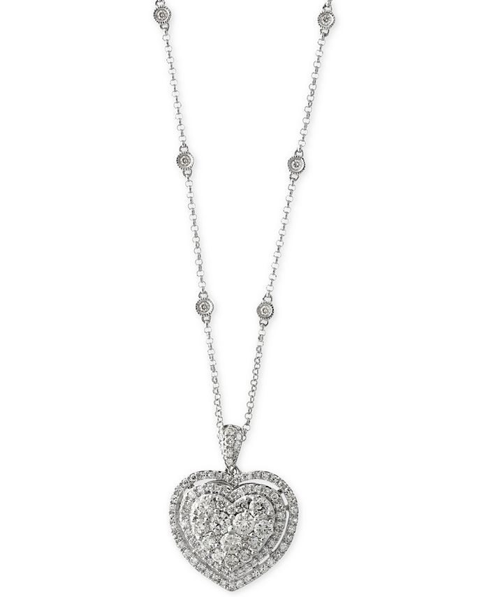 EFFY Collection Bouquet by EFFY® Diamond Heart Pendant Necklace (1-1/8 ct. t.w.) in 14k White Go... | Macys (US)