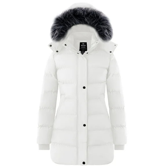Wantdo Women's Puffer Jacket Windproof Winter Coat Stylish Winter Parka Jacket White L | Walmart (US)