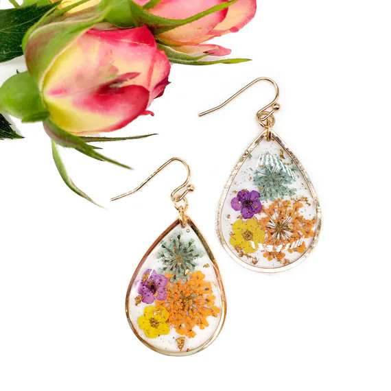 Dried Flower Handmade Resin Earrings  Real Flower Jewelry | Etsy | Etsy (US)