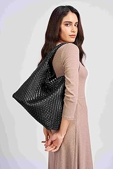 Large Woven Tote Bag for Women Weave Purse Woven Leather Handbag | Amazon (US)