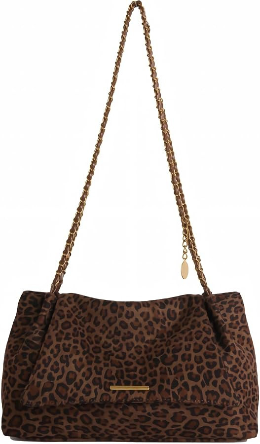 leopard cheetah print purse for women, animal print cute y2k shoulder bag, hobo suede slouchy cro... | Amazon (US)