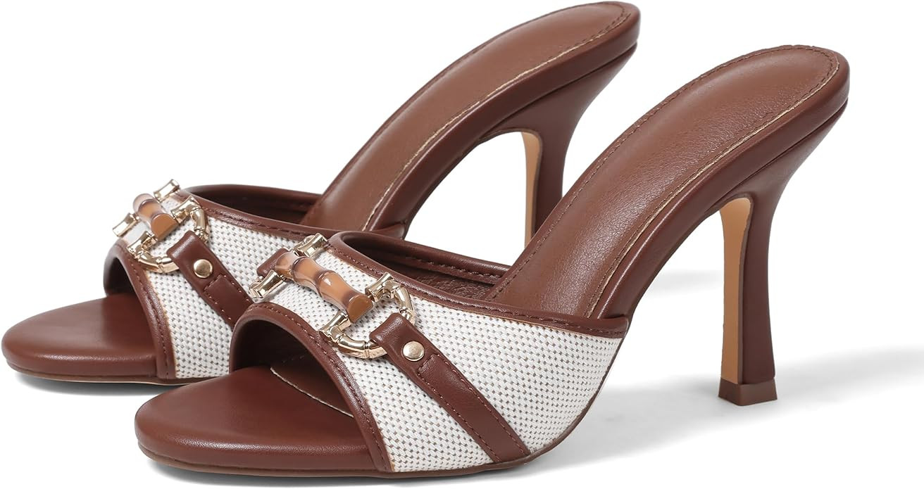 AOSPHIRAYLIAN High Heels Mules for Women Open Toe Slip on Stiletto Heels for Women Round Toe Heel... | Amazon (US)