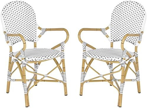 Safavieh Home Collection Hooper Blue & White Indoor-Outdoor Stacking Arm Chair | Amazon (US)