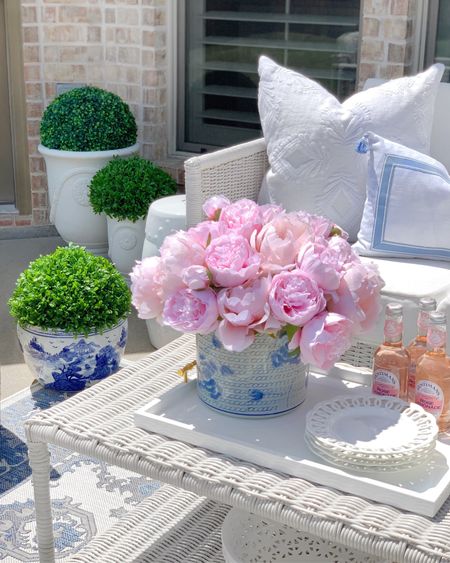 Outdoor decor patio decor blue and white planter 

#LTKfindsunder50 #LTKsalealert #LTKhome