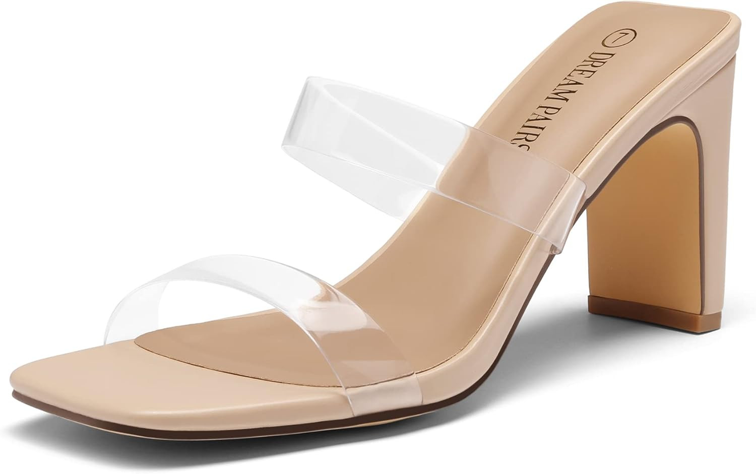 DREAM PAIRS Women's Two Strap Square Open Toe High Block Heels Sandals Strappy Wedding Dress Shoe... | Amazon (US)