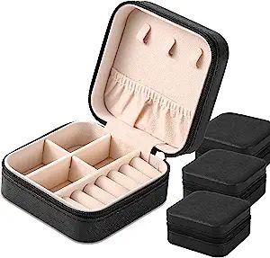 Portable Travel Mini Jewelry Box Leather Jewellery Ring Organizer Case Storage Gift Box Girls Wom... | Amazon (US)