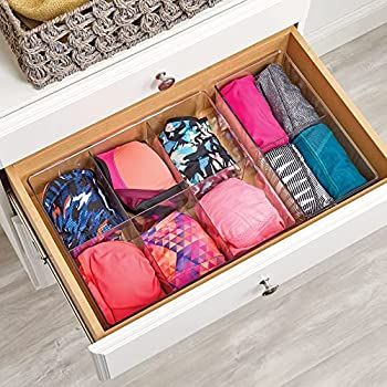mDesign Plastic 2 Compartment Divided Drawer and Closet Storage Bin - Organizer for Scarves, Sock... | Amazon (US)