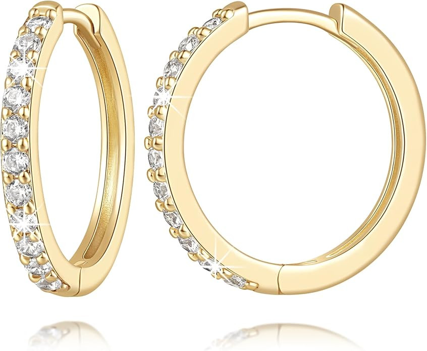14K Gold Earrings for Women Gold Hoop Earrings for Women Dainty Hoop Earring for Womens Sleek Chi... | Amazon (US)