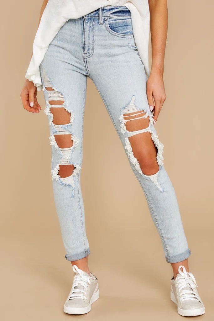 Good Intentions Light Wash Distressed Skinny Jeans | Red Dress 