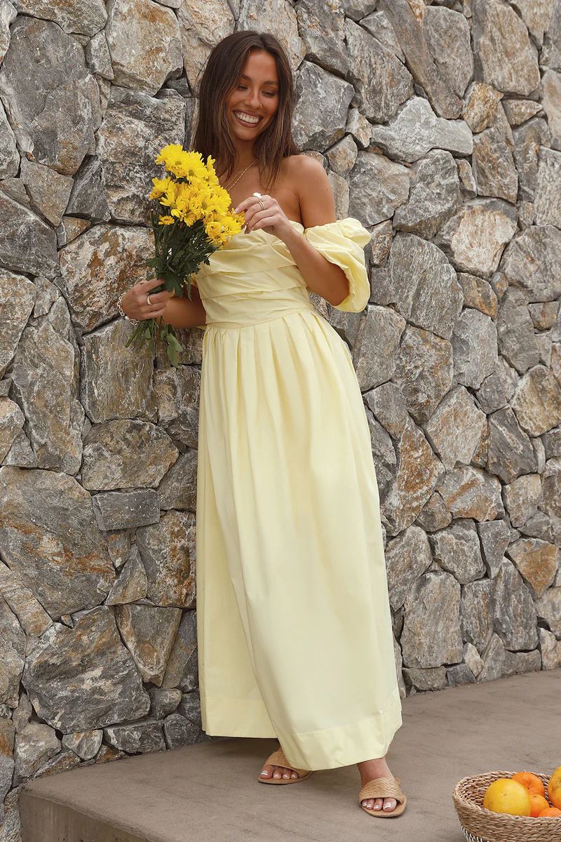 Bella Maxi Off-Shoulder Dress Yellow | Fortunate One