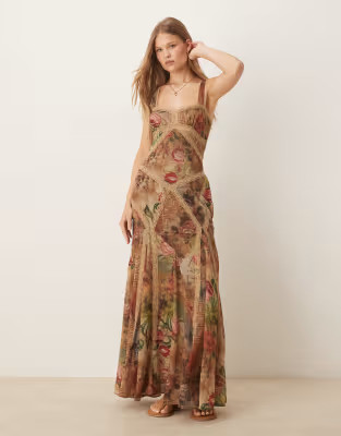 ASOS DESIGN lace insert maxi dress in vintage floral | ASOS (Global)