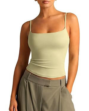 SUUKSESS Women Cotton Double Layer Unpadded Cami Summer Basic Going Out Tops | Amazon (US)