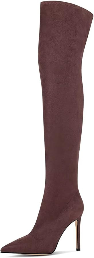Women's Over the Knee Boots Suede High Heel Thigh High Boots Pointed Toe Long Stretch Sexy Fall E... | Amazon (US)