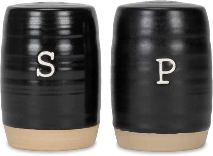 Nat & Jules Raw Bottom Black 3 x 2 Ceramic Salt and Pepper Shaker 2 Piece Set | Amazon (US)