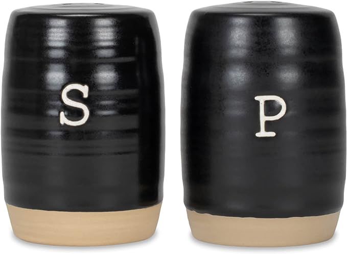 Nat & Jules Raw Bottom Black 3 x 2 Ceramic Salt and Pepper Shaker 2 Piece Set | Amazon (US)