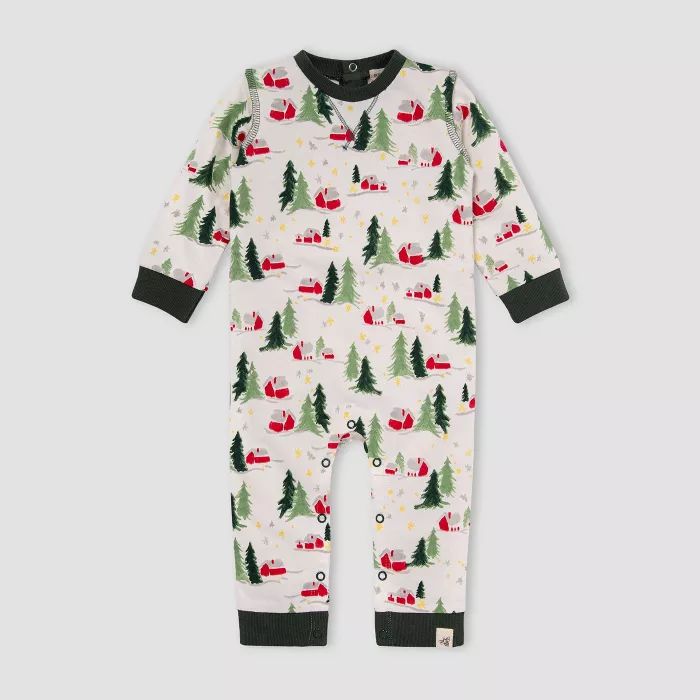 Burt's Bees Baby® Baby Boys' Winter Cabin Organic Cotton Jumpsuit - Dark Green | Target