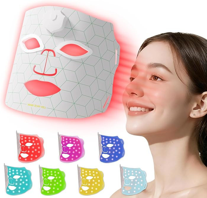 JVV LED Light Mask – 7-Color Facial Skincare Device – Wireless Rechargeable Beauty Mask – 2... | Amazon (US)