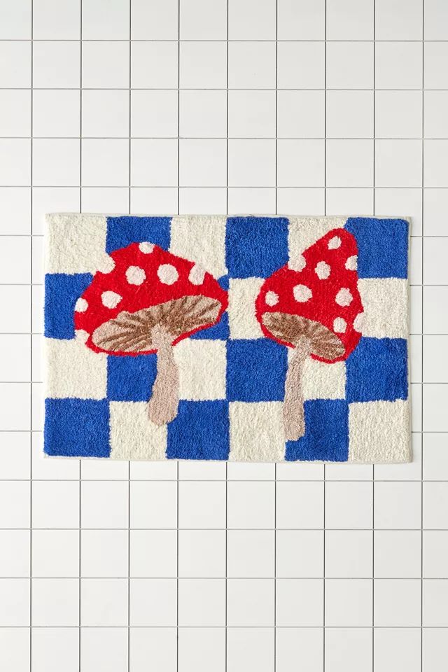Checkered Mushroom Bath Mat | Urban Outfitters (US and RoW)