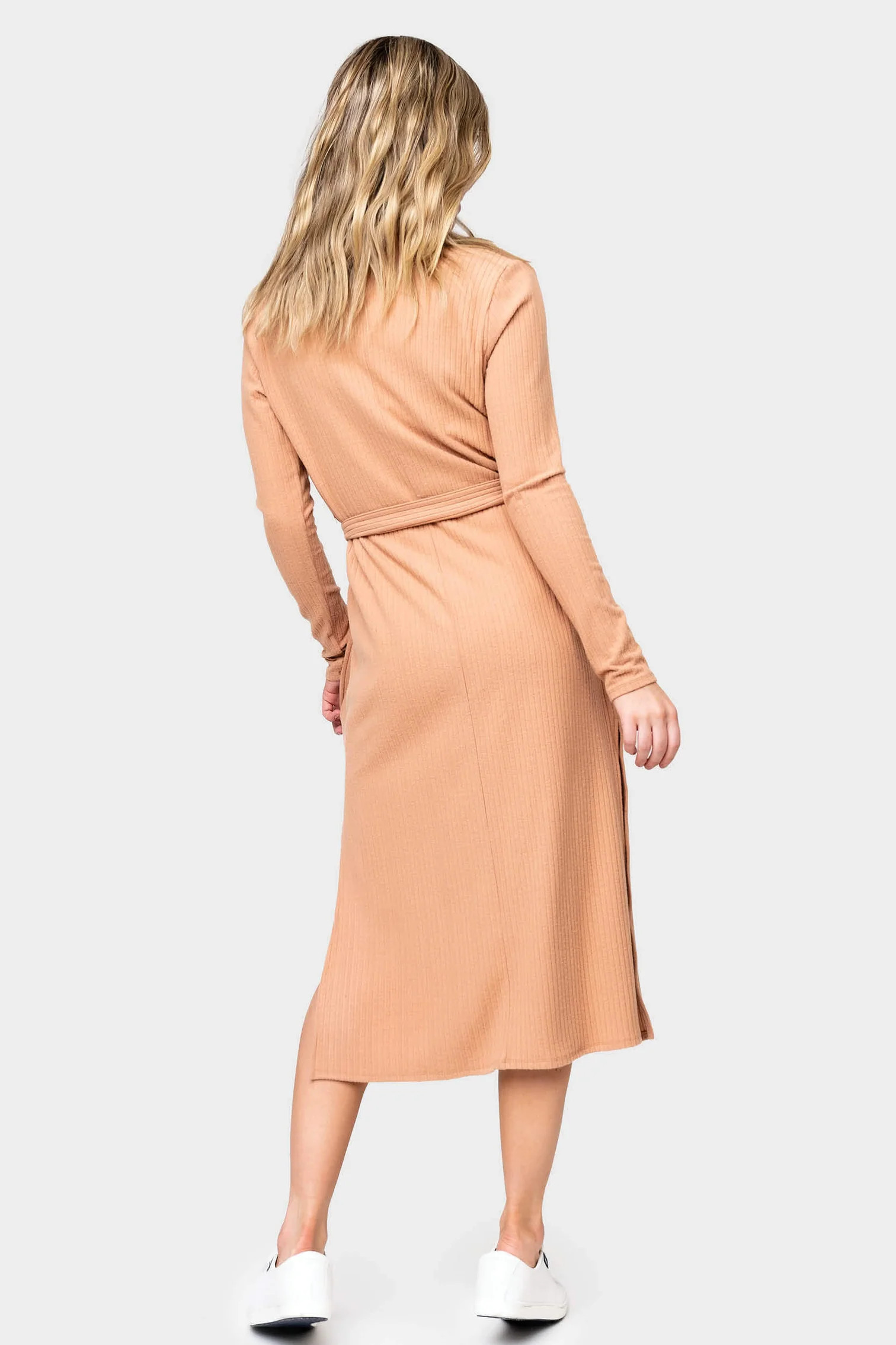 Ribbed Knit Duster Cardigan with Side Slit | Gibson