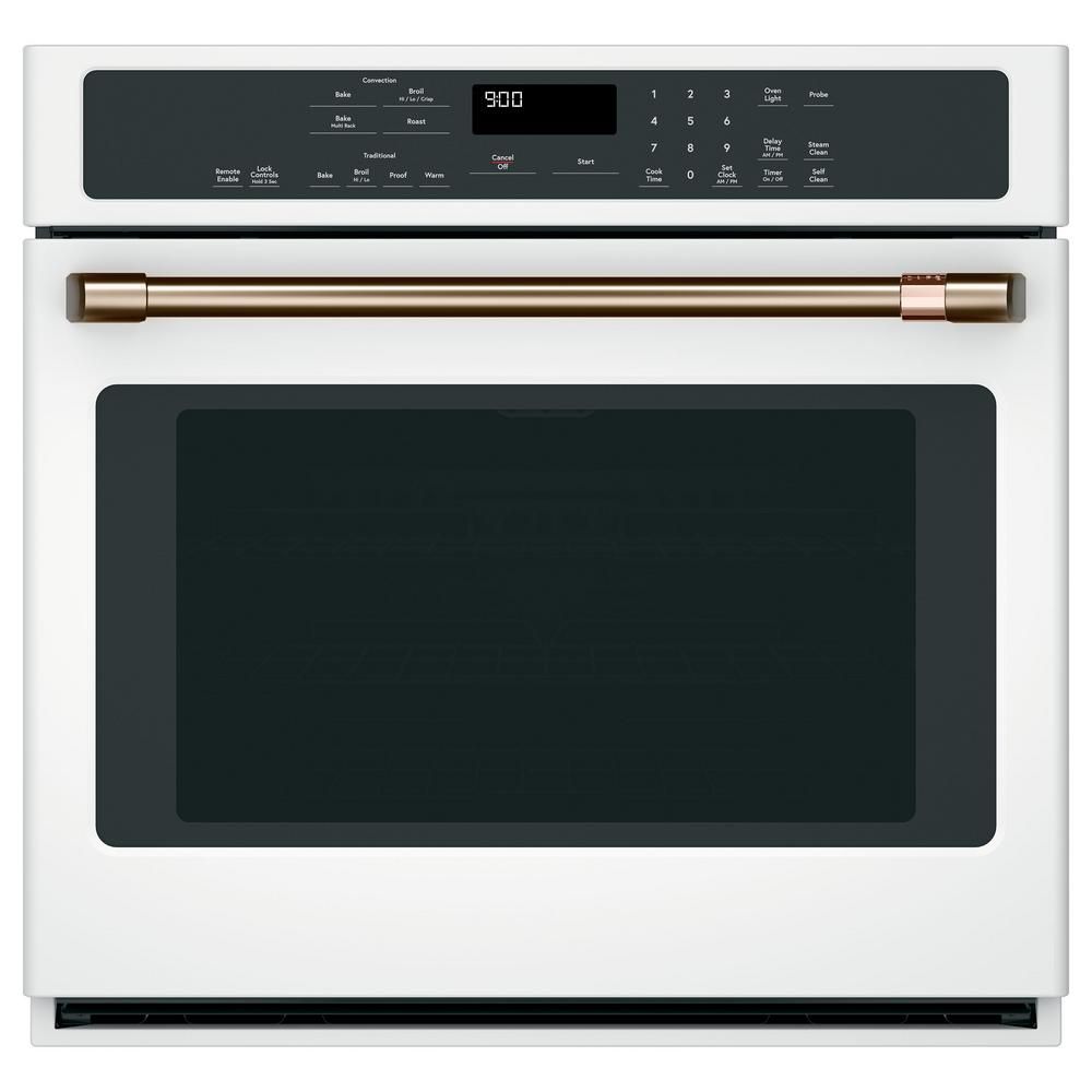 30 in. Smart Single Electric Wall Oven with Convection Steam-Cleaning in Matte White, Fingerprint... | The Home Depot