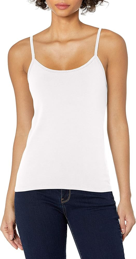 Hanes Women's Stretch Cotton Cami with Built-in Shelf Bra | Amazon (US)