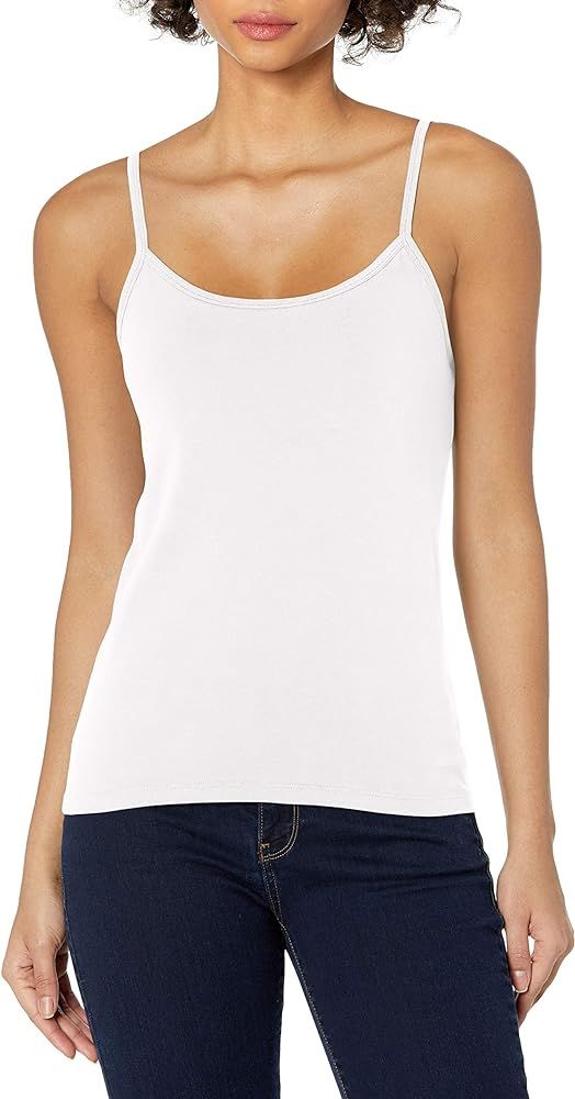 Hanes Women's Stretch Cotton Cami with Built-in Shelf Bra | Amazon (US)