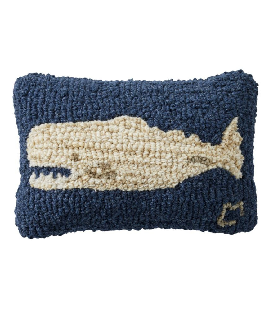 Wool Hooked Throw Pillow, Whale, 8" x 12" | L.L. Bean