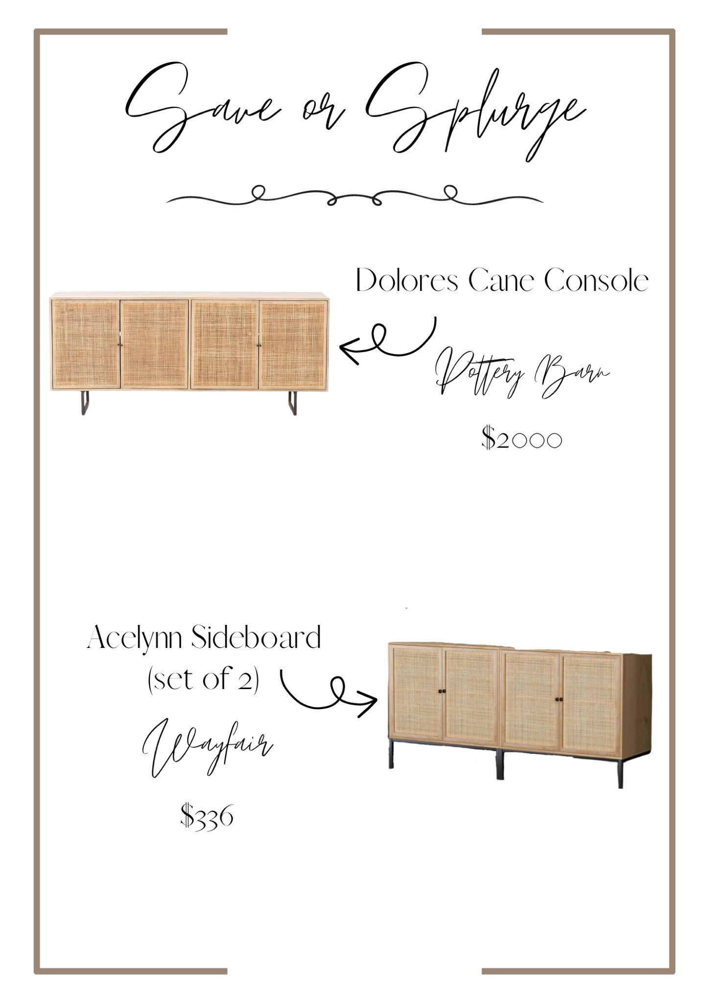 Save or Splurge - Console/Sideboard 

Pottery Barn, Pottery barn dupe, console table, sideboard, dupes, budget friendly, home finds, furniture finds, home decor, living room, dining room, kitchen, bedroom, budget friendly finds, wayfair, wayfair finds 

#LTKFind #LTKSeasonal #LTKhome