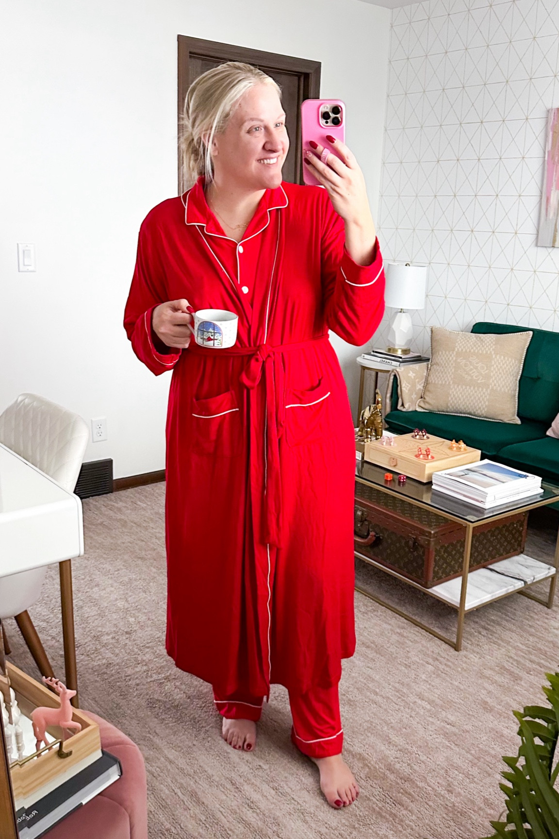 White Christmas Red Pajamas! Wearing xxl in both! 