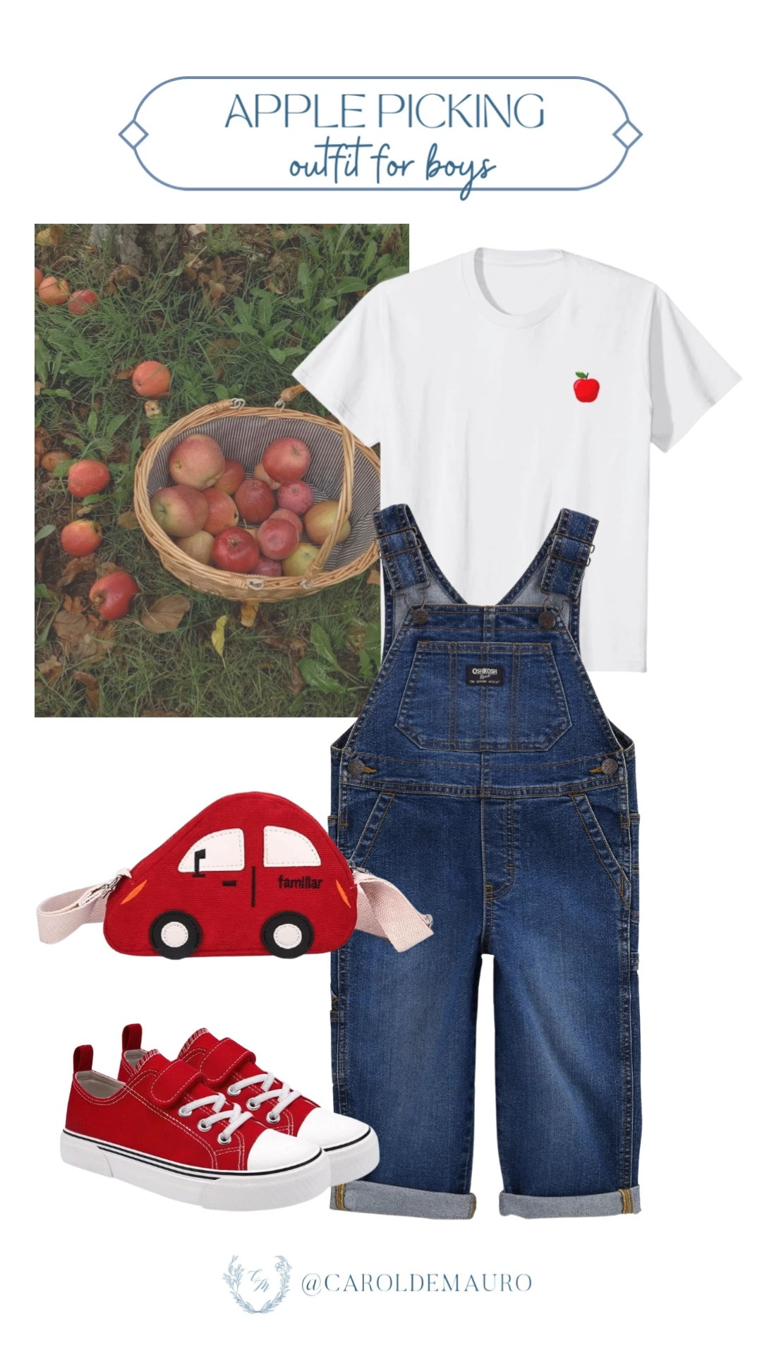 apple picking, outfit for boys, boys outfit, denim overalls, white tee, toddler outfit, kids fashion, red sneakers for boys, belt bag for toddlers, orchard outfit

#LTKootd #LTKKids #LTKSeasonal
