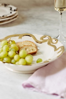 Benedita Gold Bow Stoneware Bowls, Set of 4 | Anthropologie (US)