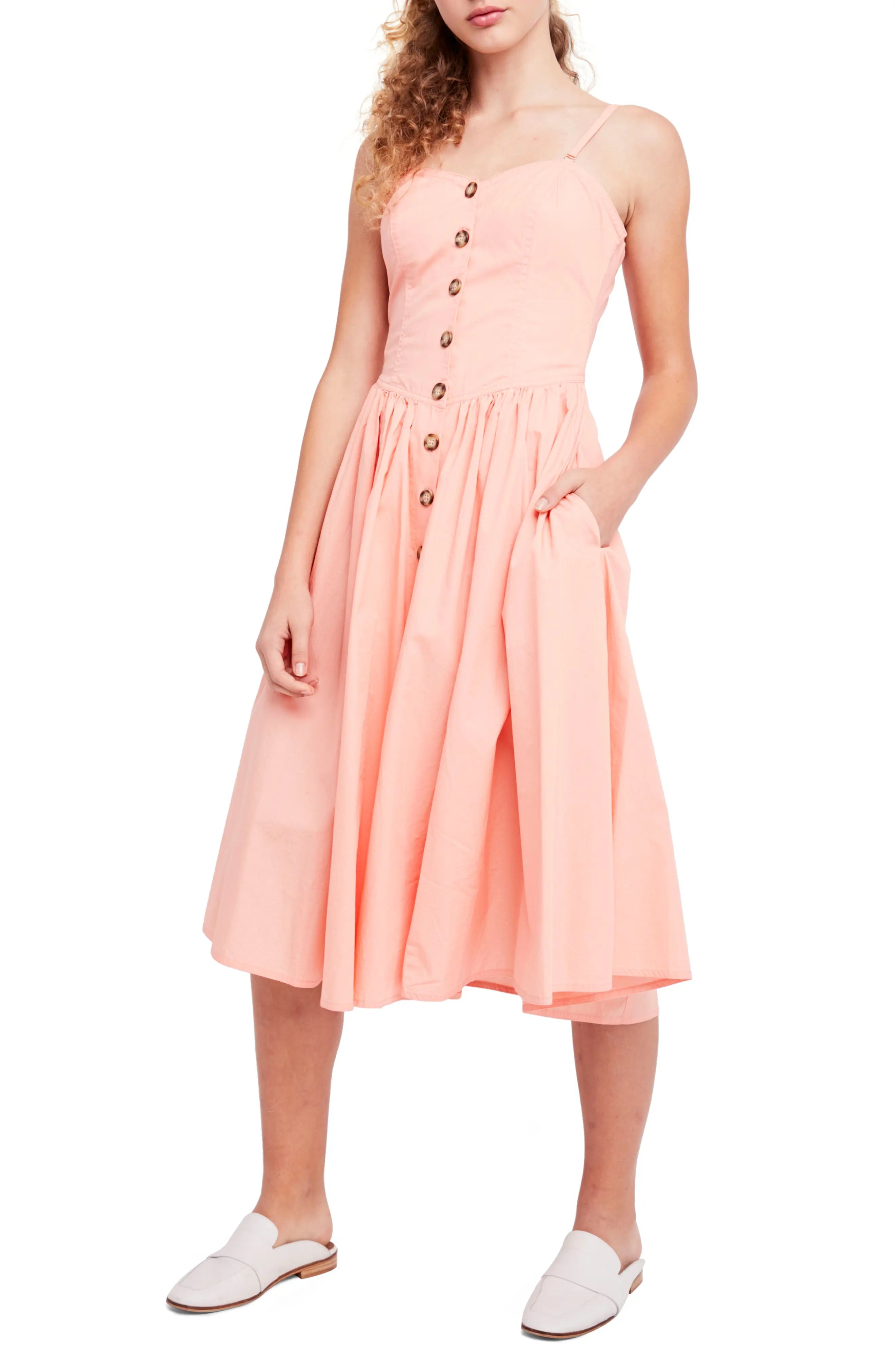 Perfect Peach Poplin Midi Dress | Nordstrom