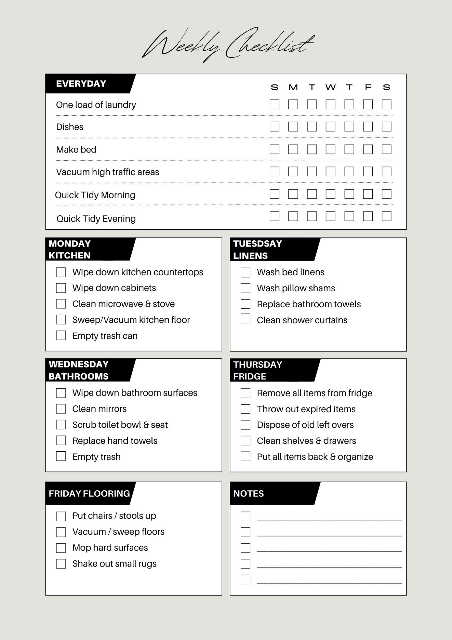 Personalize Your Week With My … curated on LTK for Customizable Free Printable Cleaning Schedule Template