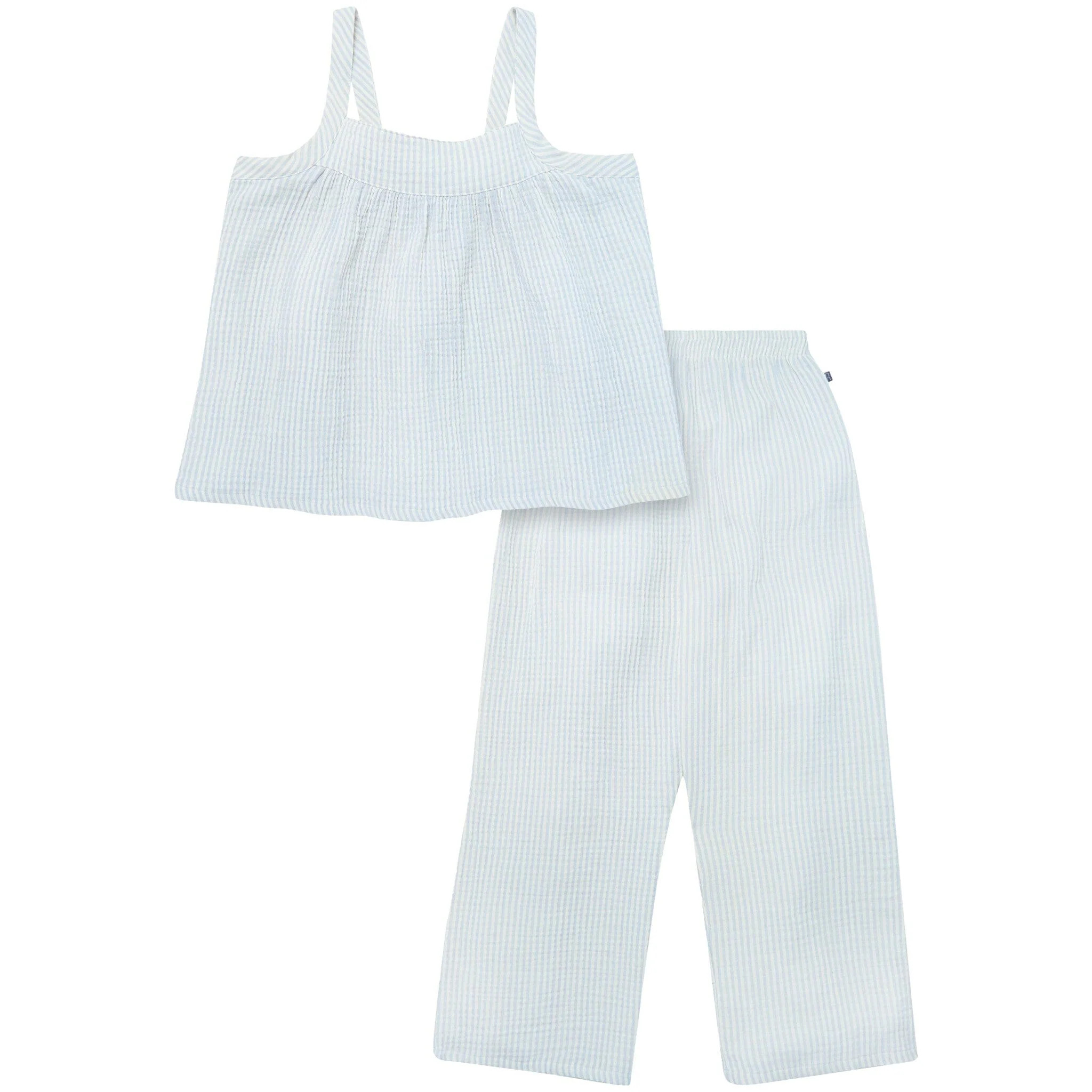 2-Piece Womens Light Blue Stripe Cropped Pants Set | Gerber Childrenswear