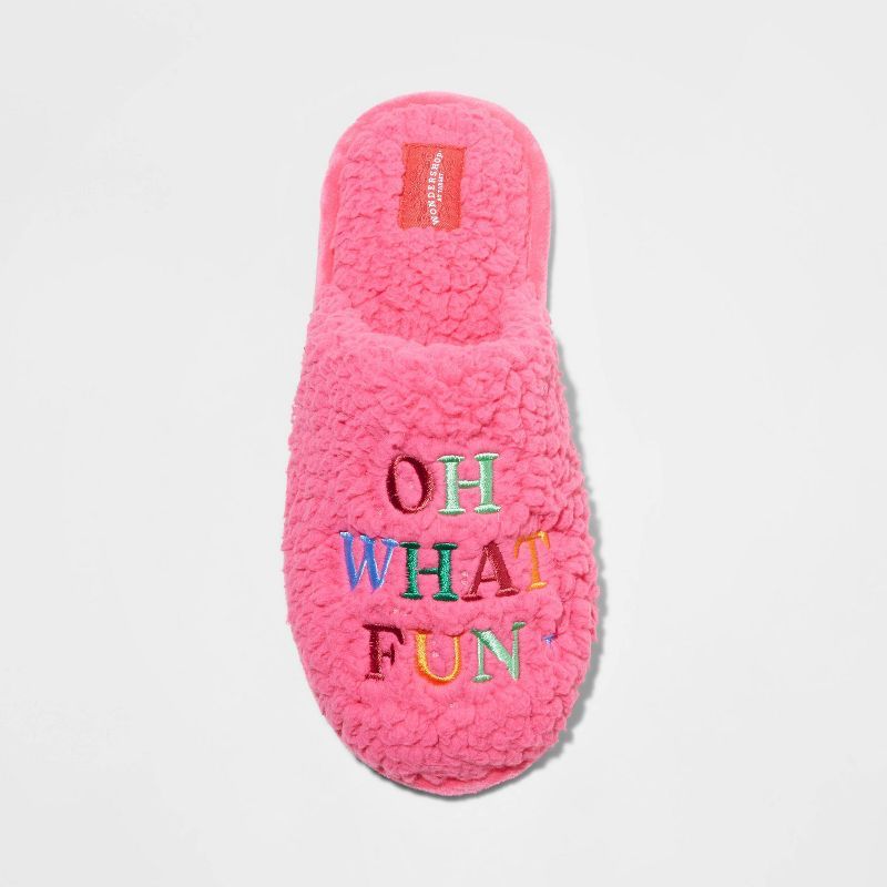 Women's Holiday Oh What Fun! Scuff Slippers - Wondershop™ Pink | Target