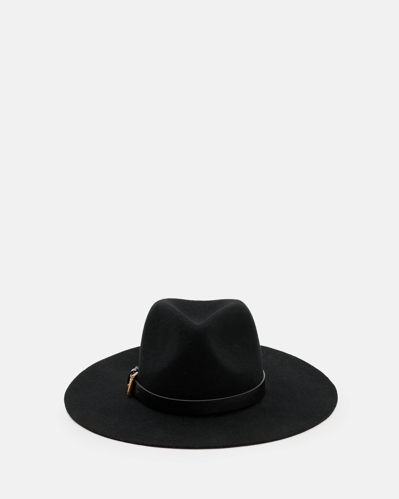 Addison Wool Buckle Fedora Hat BLACK/WARM BRASS | ALLSAINTS | AllSaints UK