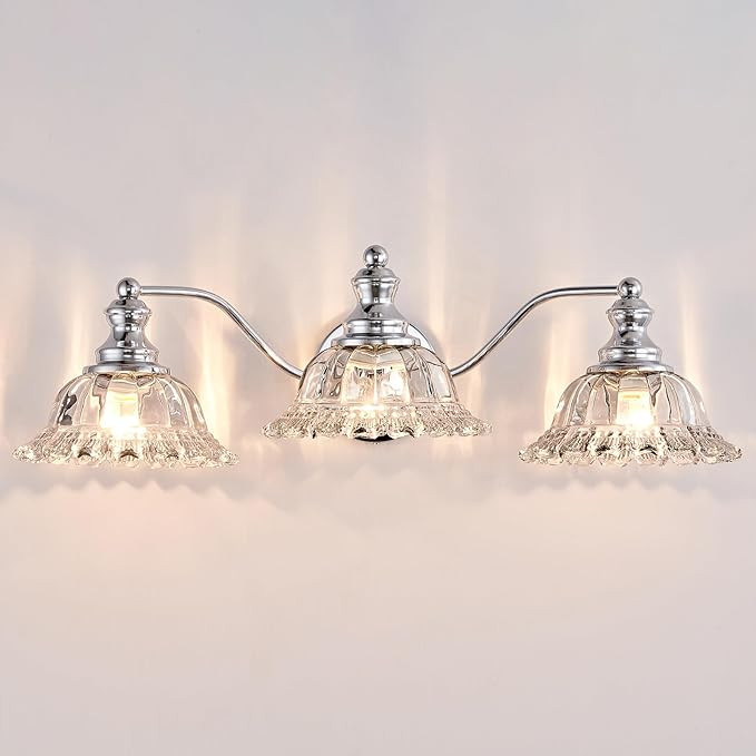 Chrome Vanity Light 3 Light Bathroom Lights Vanity Lights for Bathroom Bathroom Light Fixtures | Amazon (US)