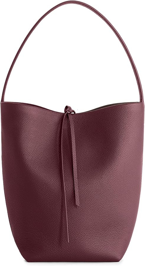 befen Genuine Leather Bucket Bag for Women, Soft Pebbled Shoulder Bag | Amazon (US)