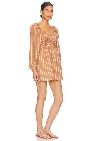 FAITHFULL THE BRAND Paloma Mini Dress in Adia Stripe Print Hazelnut from Revolve.com | Revolve Clothing (Global)