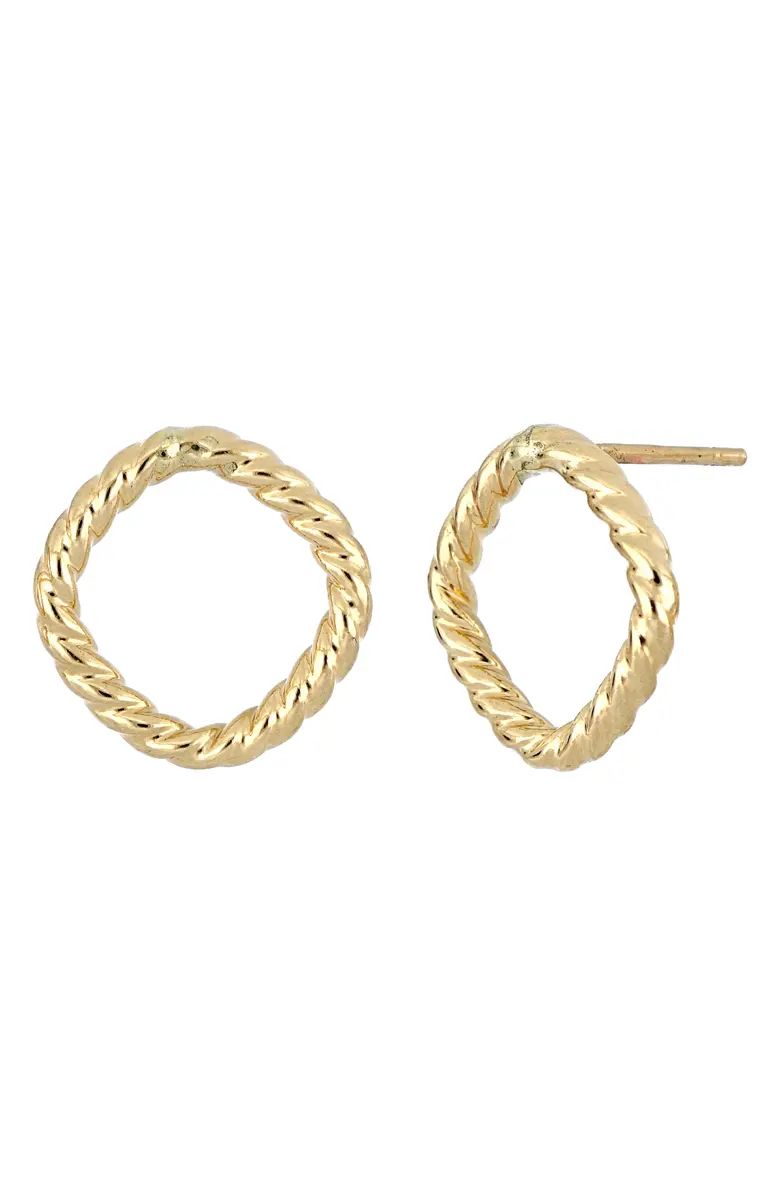 14K Gold Textured Open Shape Stud Earrings | Nordstrom