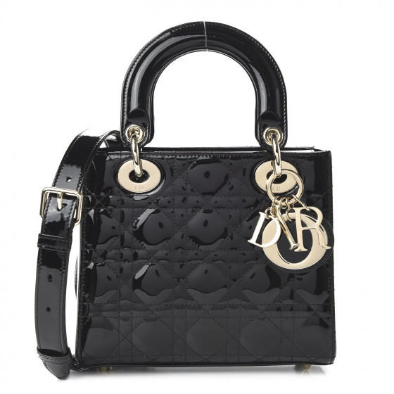Patent Cannage Small Lady Dior Black | FASHIONPHILE (US)