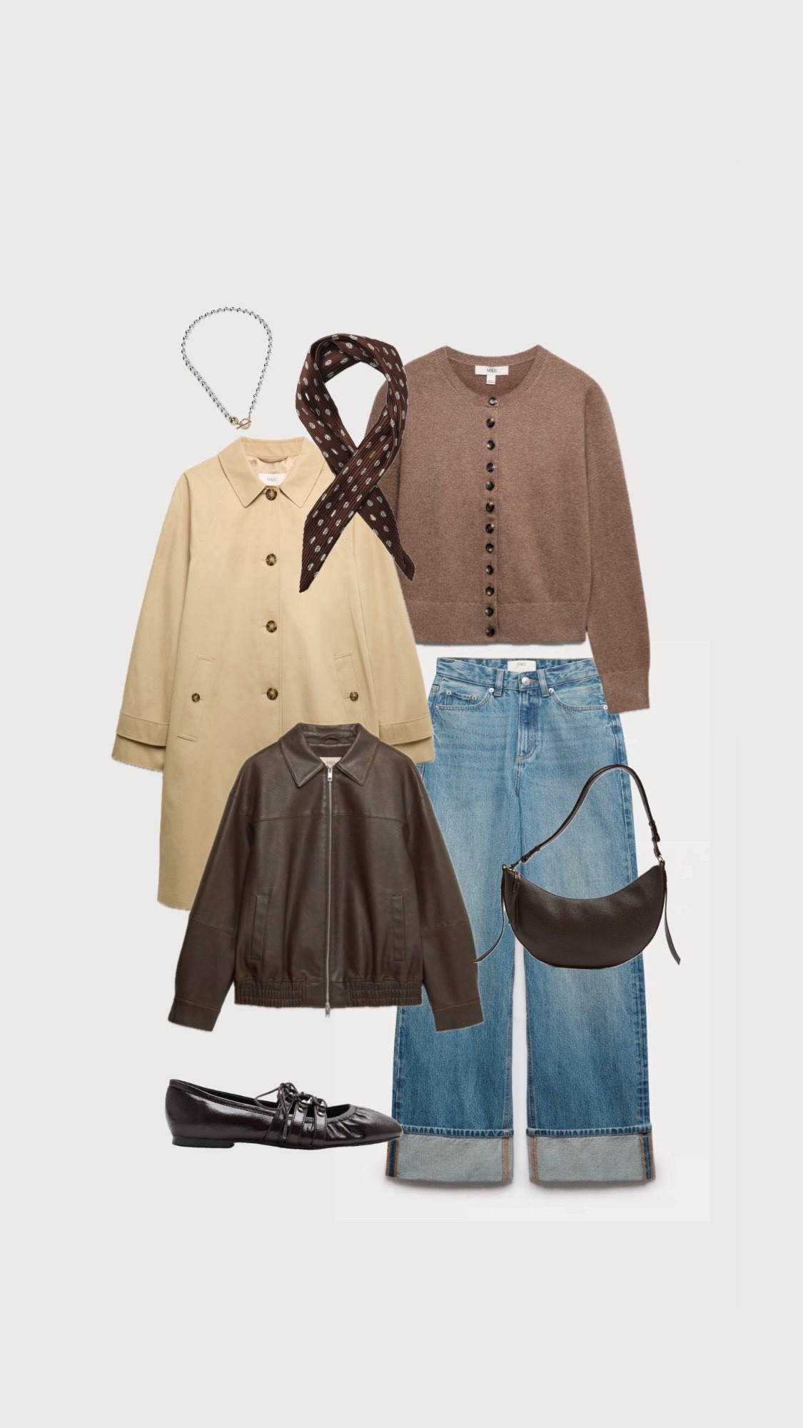 Spring style / Wardrobe refresh 
Trench 
Cuffed Jeans 
Leather Jacket Sling Bag
Ballet Flats 

#LTKspring #LTKover50style #LTKFashionMonth