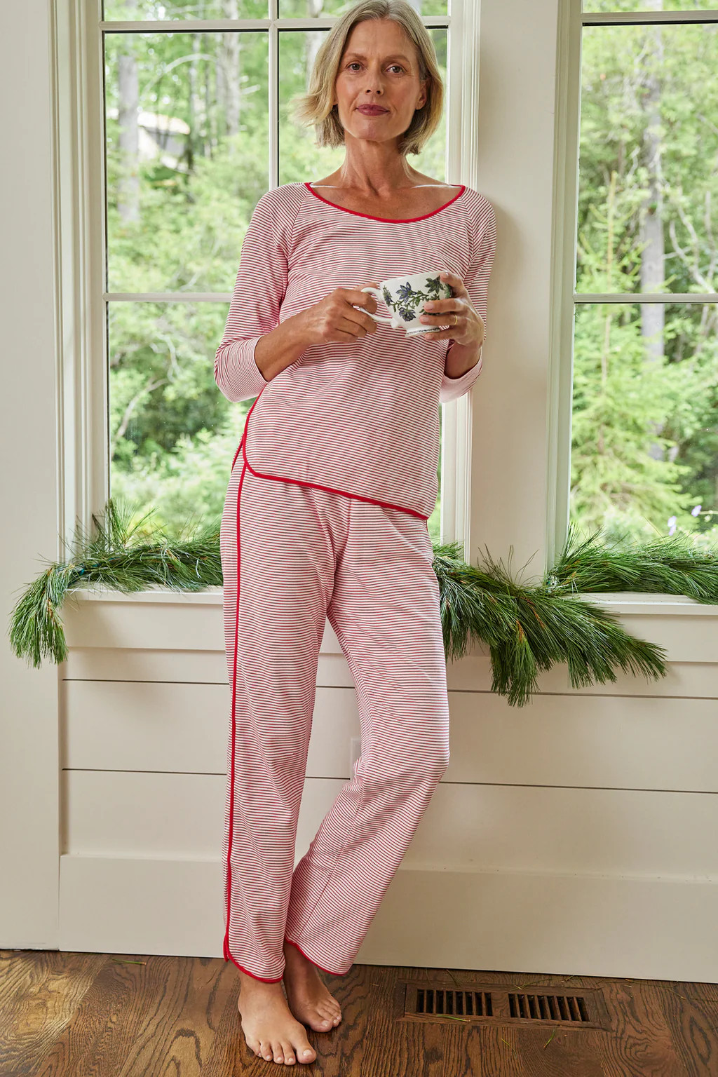 Pima Long-Long Set in Classic Red | Lake Pajamas