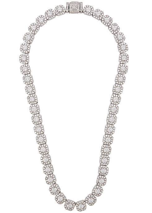 Clustered Tennis 18kt white gold-plated necklace | Harvey Nichols (Global)